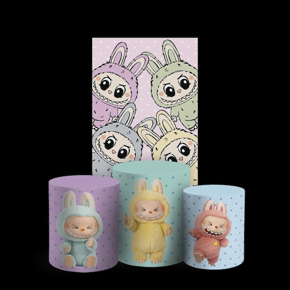 Monsters Lab Arch Backdrop Set 4 Pieces | Cylinder Covers for Birthday Party