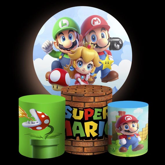 Cartoon games Inspired Round Backdrop Cylinders Cover Round Backdrop Cover Photo Photography Background