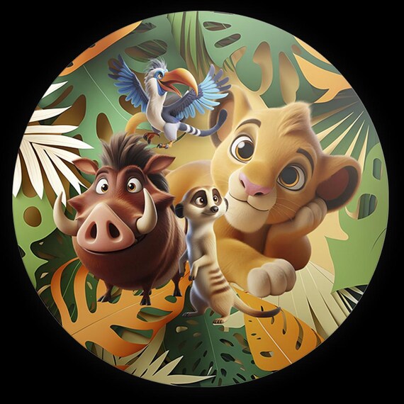 Cartoon lion Inspired Round Backdrop | Round Backdrop Cover | Photo Photography Background