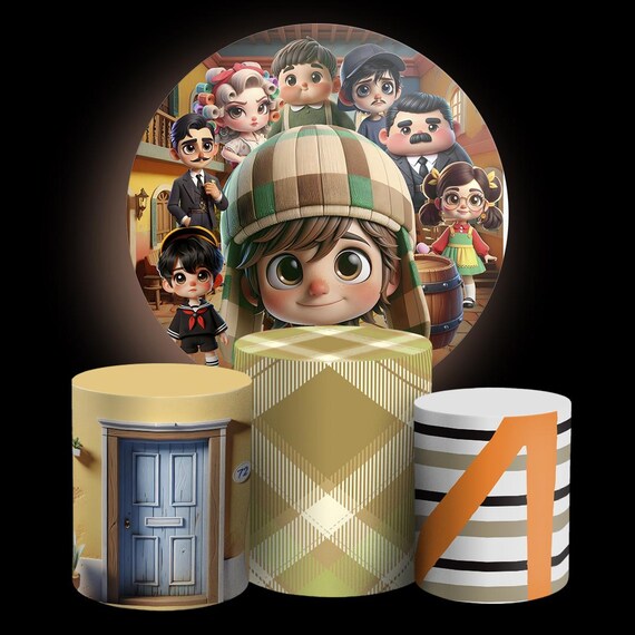 Cartoon Inspired mexican show Round Backdrop Cylinders Cover Round Backdrop Cover Photo Photography Background