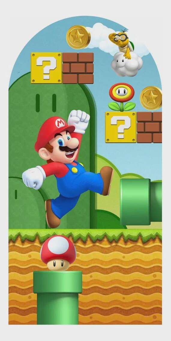Super brothers Games Cartoon Inspiration Arch Backdrop for Birthday Party| Arch Backdrop|Photo Backdrop