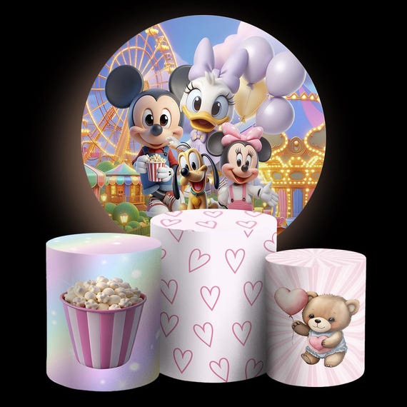 Cartoon Inspired Round Backdrop Cylinders Cover Round Backdrop Cover Photo Photography Background
