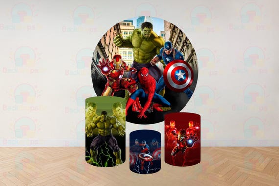 Super Heroes Round Backdrop Cylinders Cover Round Backdrop Cover Photo Photography Background