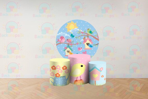 Birds Inspired Round Backdrop Cylinders Cover Round Backdrop Cover Photo Photography Background