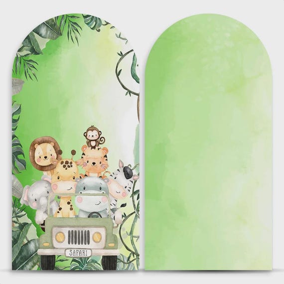 Safari Arch Backdrop Cover Backdrop 2 pieces|Birthday Backdrop| baby shower backdrop | safari