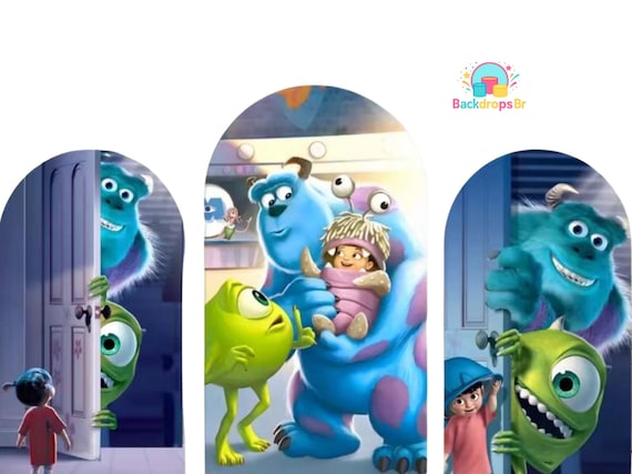 Cartoon Monsters Inspired Arch Backdrop Set 6 Pieces | Cylinder Covers for Birthday Party