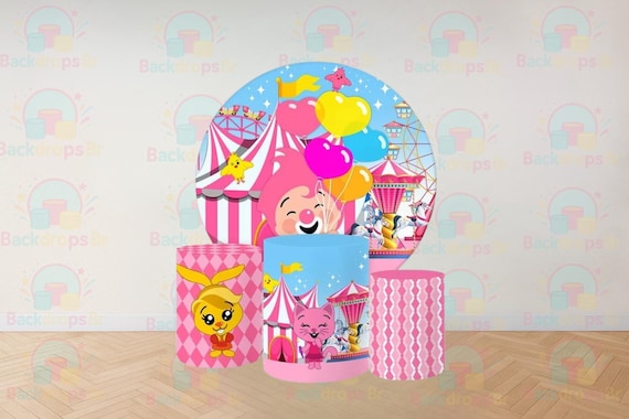 Girls Circus Cartoon Inspired Round Backdrop Cylinders Cover Round Backdrop Cover Photo Photography Background