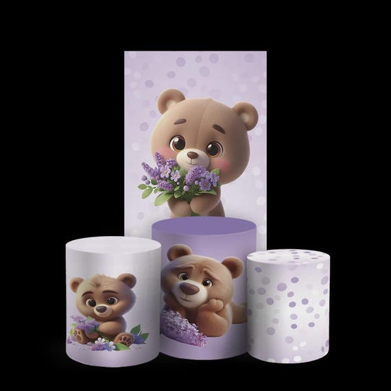 Baby Shower Arch Backdrop Set 4 Pieces | Oh baby arch backdrop |Cylinder Covers for Birthday Party| bear babyshower