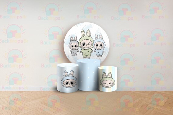 Cartoon Labu Inspired Round Backdrop Cylinders Cover Round Backdrop Cover Photo Photography Background