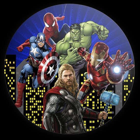 Cartoon super heroes Inspired Round Backdrop | Round Backdrop Cover | Photo Photography Background