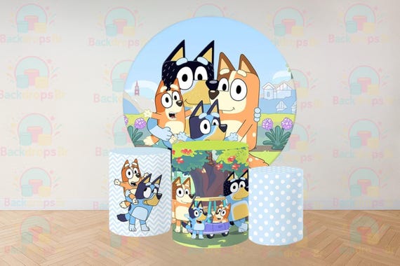 Cartoon Dogs and friends Inspired Round Backdrop Cylinders Cover Round Backdrop Cover Photo Photography Background