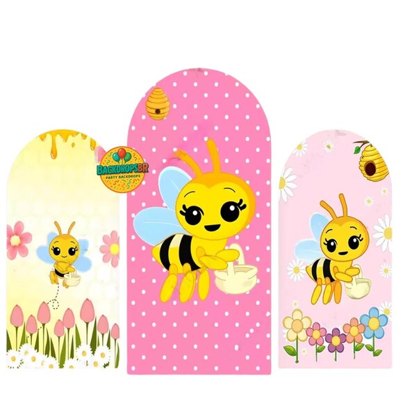 Little bee Arch Backdrop Cover Backdrop 3 pieces| baby shower bee backdrop
