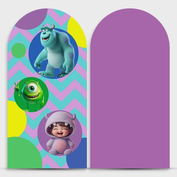 Baby Monsters inspiration Arch Backdrop cover Set of 2 | Roman Panel | PhotoBackdrop