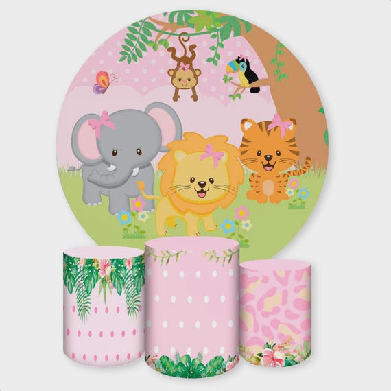 Safari Round Backdrop Cylinders Cover Round Backdrop Cover Photo Photography Background| Baby shower Safari| Safari birthday theme