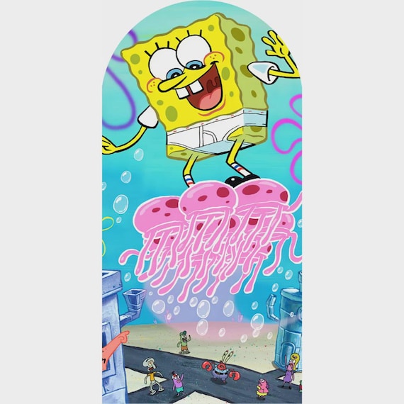 Cartoon sponge Inspiration Arch Backdrop for Birthday Party| Arch Backdrop|Photo Backdrop