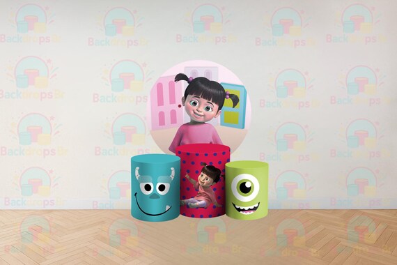 Cartoon Monsters Inspired Round Backdrop Cylinders Cover Round Backdrop Cover Photo Photography Background