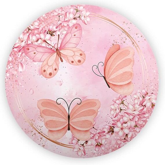 Cartoon butterflies Inspired Round Backdrop | Round Backdrop Cover | Photo Photography Background