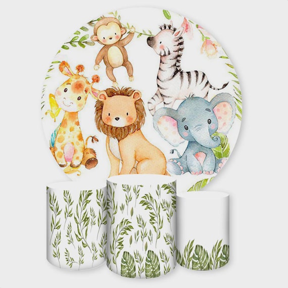Safari Round Backdrop Cylinders Cover Round Backdrop Cover Photo Photography Background| Baby shower Safari| Safari birthday theme