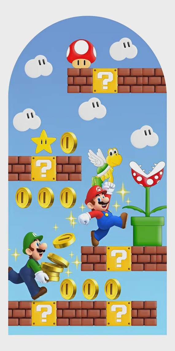 Super brothers Games Cartoon Inspiration Arch Backdrop for Birthday Party| Arch Backdrop|Photo Backdrop
