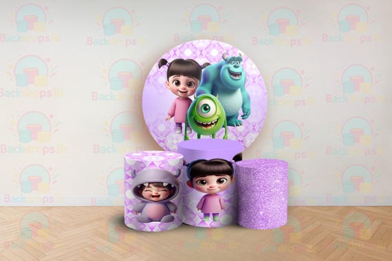 Cartoon Inspired Monsters Round Backdrop Cylinders Cover Round Backdrop Cover Photo Photography Background