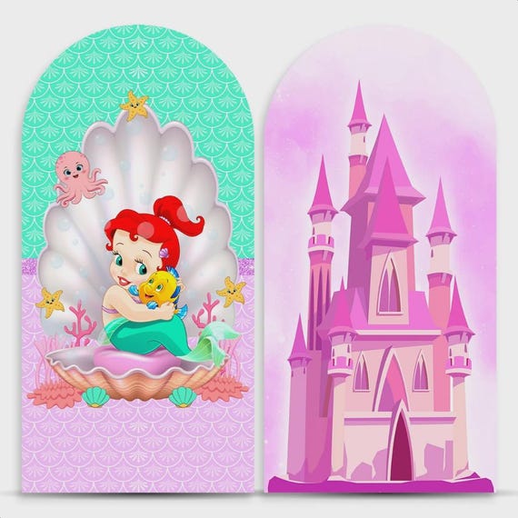 Baby mermaid Princess Arch Backdrop cover Set of 2 | Roman Panel | PhotoBackdrop