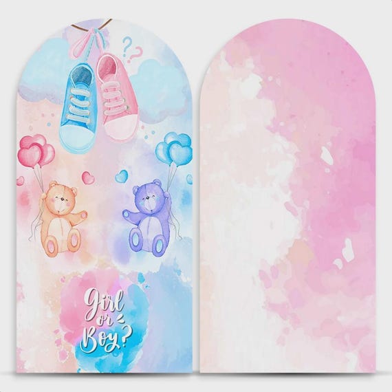 Boy or Girl Backdrop cover Set of 2 | Roman Panel | PhotoBackdrop | Gender Reveal backdrop