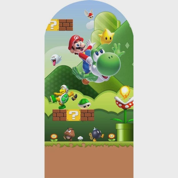Super brothers Games Cartoon Inspiration Arch Backdrop for Birthday Party| Arch Backdrop|Photo Backdrop