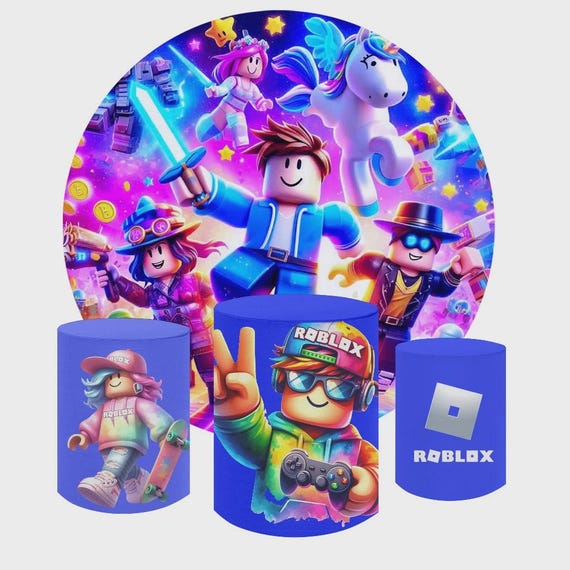 Cartoon Game Inspired Round Backdrop Cylinders Cover Round Backdrop Cover Photo Photography Background