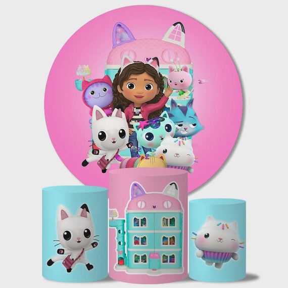 Cartoon Gabby Inspired Round Backdrop Cylinders Cover Round Backdrop Cover Photo Photography Background
