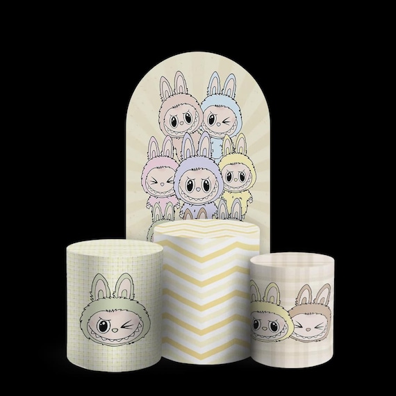 Monsters Lab Arch Backdrop Set 4 Pieces | Cylinder Covers for Birthday Party