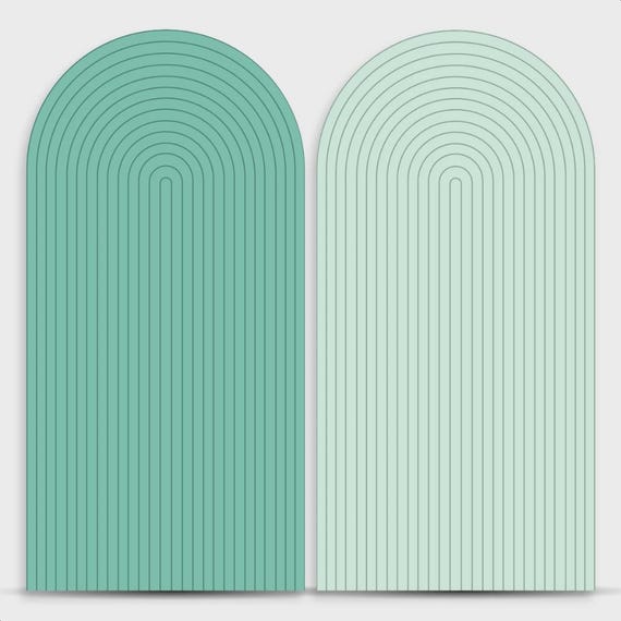 Ripple Arch Backdrop cover Set of 2 light green | Roman Panel | imitation wood