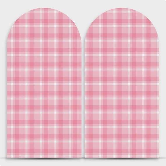 Light pink checkered Arch Backdrop cover Set of 2 | Roman Panel | PhotoBackdrop