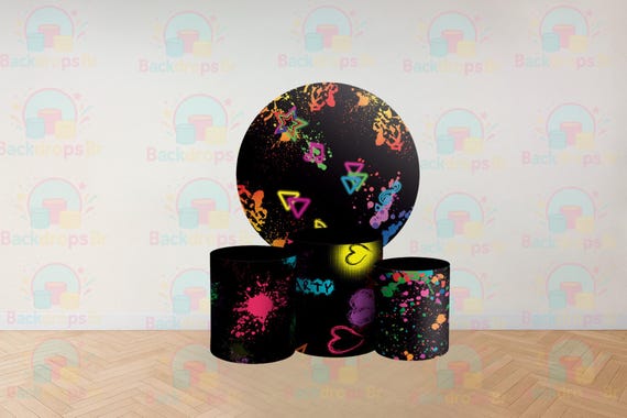 Neon Party Inspired Round Backdrop Cylinders Cover Round Backdrop Cover Photo Photography Background
