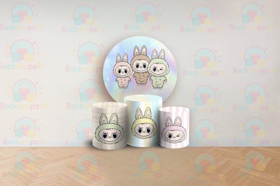 Cartoon Labu Inspired Round Backdrop Cylinders Cover Round Backdrop Cover Photo Photography Background