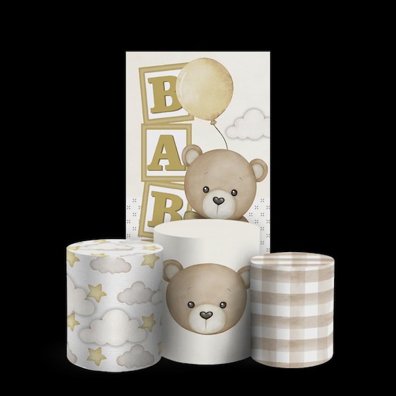 Baby Shower Arch Backdrop Set 4 Pieces | Oh baby arch backdrop |Cylinder Covers for Birthday Party| bear babyshower