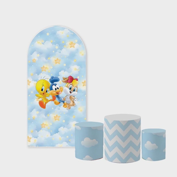 Cartoon Babies Arch Backdrop Set 4 Pieces | Cylinder Covers for Birthday Party