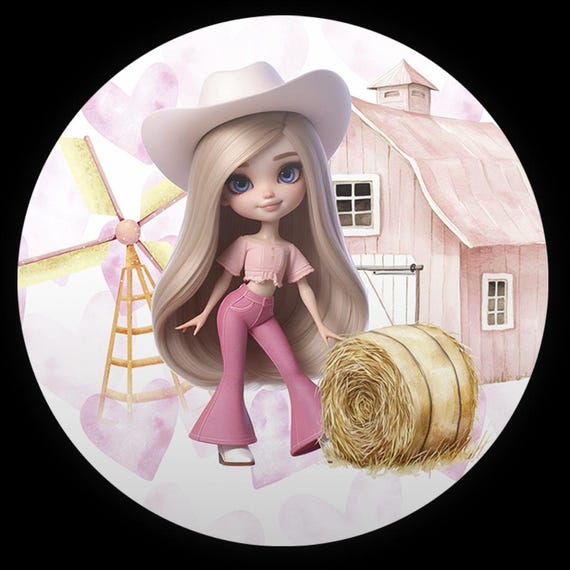 Cartoon farm doll Inspired Round Backdrop | Round Backdrop Cover | Photo Photography Background