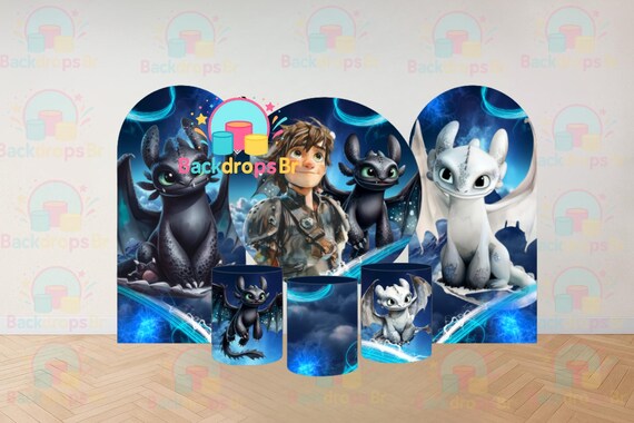 InspiredDragon | Cartoon Arch Backdrop+ Round Backdrop + Cylinders Covers Backdrop 6 pieces| PhotographyBackdrop| Birthday Backdrop