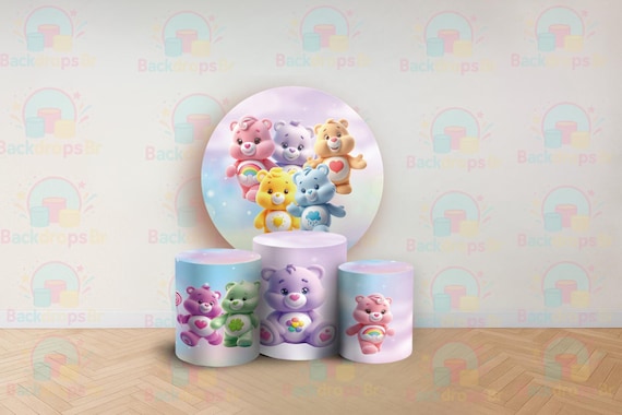 Cartoon Bears Inspired Round Backdrop Cylinders Cover Round Backdrop Cover Photo Photography Background