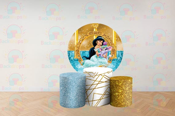 Cartoon princess Inspired Round Backdrop Cylinders Cover Round Backdrop Cover Photo Photography Background