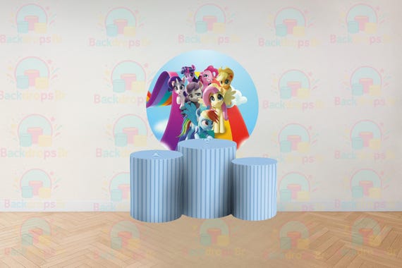 Cartoon pony Inspired Round Backdrop Cylinders Cover Round Backdrop Cover Photo Photography Background