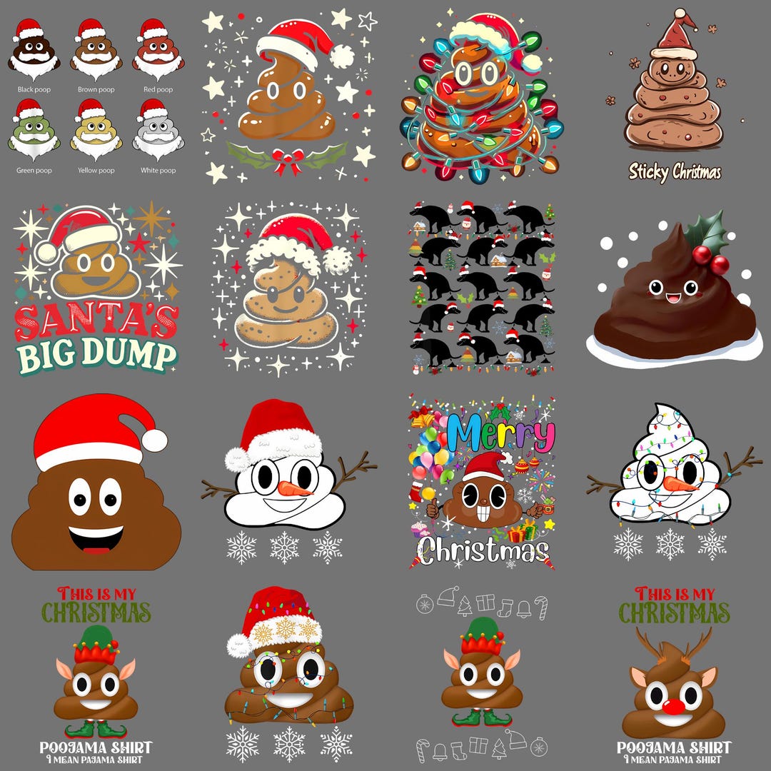 Christmas Poop PNG – Funny Santa Hat Holiday Humor Clipart, Sublimation ...