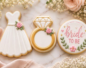 Wedding Dress Ring Cookie Cutters | Bride To Be Stencil Baking Set