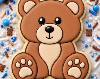 Teddy Bear Cookie Cutter | Sitting Bear Baby Shower Birthday Baking Supplies | 3D Printed