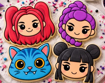 K-Pop Cookie Cutter Set | Girl Faces, Braids, Cat (Physical Set)