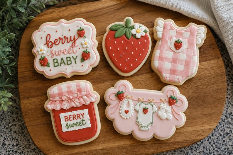 Beere Süßes Baby-Ausstechform-Set | Erdbeer-Babyparty | 5 Stück Bild 1