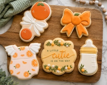 A Little Cutie Is On the Way | Citrus Baby Shower Baking Set | Orange Theme | 3D Printed