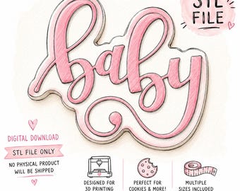 Baby Script STL | 3D Printable Cutter | Instant Digital Download