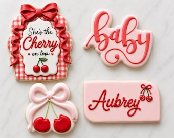 Sweet Cherry Baby Shower Cookie Cutter Set | 4 Piece 3D Printed Cutter Collection
