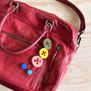 Handmade Ceramic Bag Charm | Colourful Button Keychain